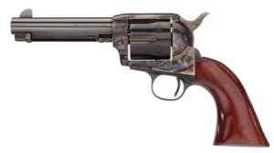 Taylors & Company 555148 1873 Cattleman Gunfighter 357 Mag Caliber with 4.75" Blued Finish Barrel, 6rd Capacity Blued Finish Cylinder, Color Case Hardened Finish Steel Frame & Walnut Army Size Grip