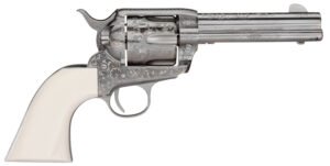 Taylors & Company 200058 1873 Cattleman Outlaw Legacy 357 Mag Caliber with 4.75" Barrel, 6rd Capacity Cylinder, Overall Nickel Engraved Finish Steel & Ivory Synthetic Grip