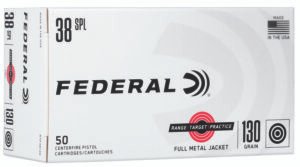 Federal RTP38130 Range & Target  38Special 130gr Full Metal Jacket 50 Per Box/20 Case