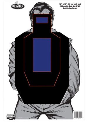 Birchwood Casey 35721 Dirty Bird Bad Guy IPSC Silhouette Tagboard Hanging Pistol 12" x 18" Black/Blue/White 100 Per Pkg