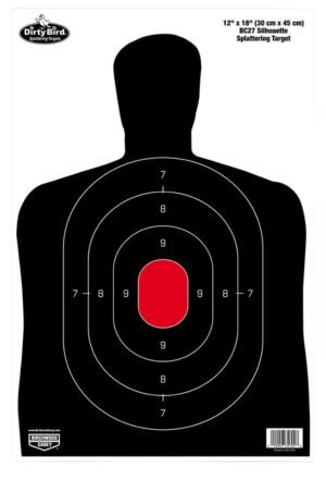 Birchwood Casey 35702 Dirty Bird BC-27 Silhouette Tagboard Hanging Pistol 12" x 18" Black/Red 100 Per Pkg