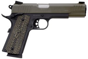 Taurus 1191101MGVZ 1911  45 ACP 8+1 5" Barrel, Matte Black Finish Beavertail Frame, Serrated Mil-Spec Green Cerakote Slide & Brown VZ Operator II Grip