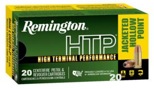 Remington Ammunition 28293 HTP  9mmLuger+P 115gr Jacketed Hollow Point 20 Per Box/25 Case