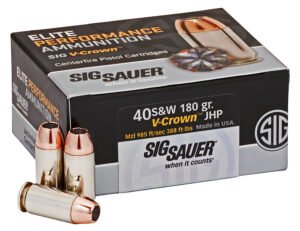 Sig Sauer E40SW250 Elite Performance  40S&W 180gr V-Crown Jacketed Hollow Point 50 Per Box/10 Case