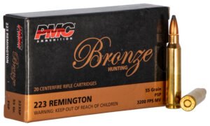 PMC 223SP Bronze 223Rem 55gr Pointed Soft Point 20 Per Box/10 Case