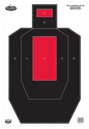 Birchwood Casey 35743 Dirty Bird  IPSC Tagboard Hanging Pistol 16.50" x 24" Black/Red White Impact Splatter 3 Per Pkg