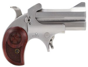 Bond Arms BACD Cowboy Defender 357 Mag/38 Sp 2rd 3" Barrel, Stainless Metal Finish, Blade Front/Fixed Rear Sights, Laminated Rosewood Grip, No Trigger Guard, Manual Safety