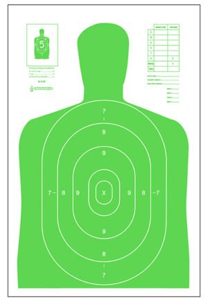 Action Target B27ELGR100 Qualification High Visibility Silhouette Paper 23"x35" Fluorescent Green/White 100 Per Box