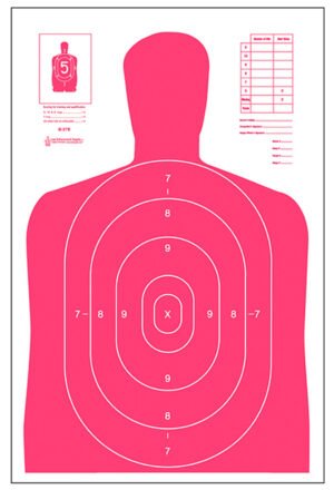 Action Target B27ERD100 Qualification High Visibility Fluorescent Silhouette Paper 23" x 35" Red/White 100 Per Box