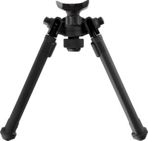 Magpul MAG1075-BLK Bipod  made of Aluminum with Black Finish, Sling Stud Attachment, 6.30-10.30" Vertical Adjustment, & Rubber Feet for AR-Platform