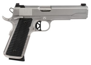 Dan Wesson 01824 Valor  45 ACP 8+1 5" Stainless Steel Barrel, Bead Blasted Serrated Stainless Steel Slide & Frame w/Beavertail & Picatinny Rail, Black G10 Grip, Ambidextrous