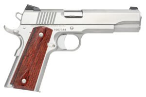 Dan Wesson 01889 Razorback  10mm Auto Caliber with 5" Match Grade Barrel, 8+1 Capacity, Overall Stainless Steel Finish, Beavertail Frame, Serrated Brushed Slide & Cocobolo Grip