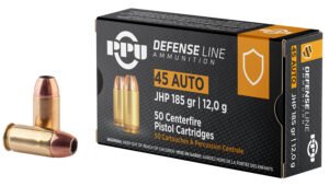 PPU PPD45 Defense  45ACP 185gr Jacketed Hollow Point 50 Per Box/10 Case