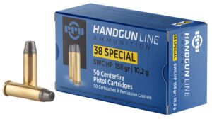 PPU PPH38SH Handgun  38Special 158gr Semi Wadcutter Hollow Point 50 Per Box/10 Case