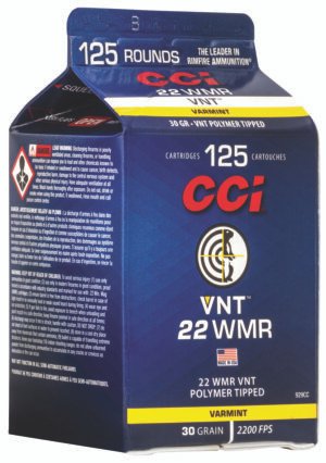 CCI 929CC VNT Rimfire 22WMR 30gr Varmint Tipped 125 Per Box/10 Case
