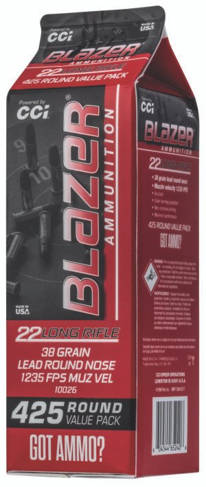 CCI 10026 Blazer Rimfire 22LR 38gr Lead Round Nose 425 Per Box/8 Case