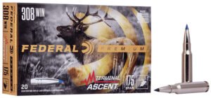 Federal P308TA1 Premium Terminal Ascent 308Win 175gr 20 Per Box/10 Case