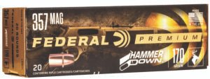 Federal LG3571 Premium HammerDown 357Mag 170gr Bonded Hollow Point 20 Per Box/10 Case