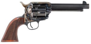 Taylors & Company 550813 Smoke Wagon  45 Colt (LC) Caliber with 5.50" Blued Finish Barrel, 6rd Capacity Blued Finish Cylinder, Color Case Hardened Finish Steel Frame & Checkered Walnut Grip