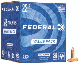 Federal 745 Champion Training Value Pack 22LR 36gr Copper Plated Hollow Point 525 Per Box/10 Case