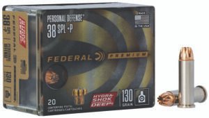 Federal P38HSD1 Premium Personal Defense 38Special+P 130gr Hydra-Shok Deep Hollow Point 20 Per Box/10 Case