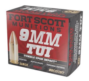 Fort Scott Munitions 9MM115SCV Tumble Upon Impact (TUI)  9mmLuger 115gr Solid Copper Spun 20 Per Box/25 Case