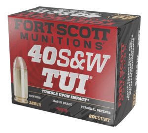 Fort Scott Munitions 400125SCV Tumble Upon Impact (TUI)  40S&W 125gr Solid Copper Spun 20 Per Box/25 Case