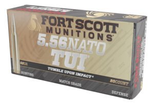 Fort Scott Munitions 556062SBV1 Tumble Upon Impact (TUI)  5.56x45mmNATO 62gr Solid Brass Spun 20 Per Box/25 Case