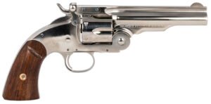 Taylors & Company 550670 Schofield Top Break 45 Colt (LC) Caliber with 5"Barrel, 6rd Capacity Cylinder, Overall Nickel-Plated Finish Steel & Walnut Grip