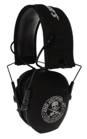 Walker's GWPRSEMFS2A Razor Slim Electronic Freedom Muff 23 dB Over the Head Black w/Distressed 2nd Amendment Polymer