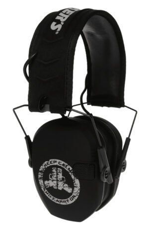 Walker's GWPRSEMFSKCCO Razor Slim Electronic Freedom Muff 23 dB Over the Head Black w/Distressed Carry On Logo Polymer