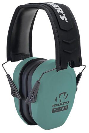 Walker's GWPRSMPASTL Razor Slim Passive Muff 27 dB Over the Head Teal/Black Polymer