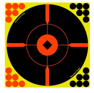 Birchwood Casey 34016 Shoot-N-C Reactive Target Self-Adhesive Paper Black/Yellow/Red 12" Bullseye 100 Pack