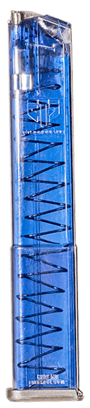 ETS Group GLK18G2BLU Pistol Mags  31rd Extended w/Gen2 Floor Plate 9mm Luger Compatible w/ Glock 17/18/19/19X/26/34/45 Clear Blue Polymer