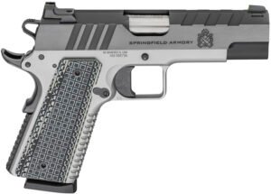 Springfield Armory PX9218L 1911 Emissary 45 ACP 8+1 4.25" Bull Barrel, Stainless Steel Frame w/Beavertail , Tri-Top Cut Blued Carbon Steel Slide, Black VZ Thin-Line G10 Grip
