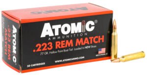 Atomic Ammunition 00427 Rifle Match 223Rem 77gr Hollow Point Boat Tail 50 Per Box/10 Case