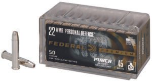 Federal PD22WMR1 Premium Personal Defense Punch 22WMR 45gr Jacketed Hollow Point 50 Per Box/60 Case