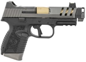 FN 66101350 509 CC Edge 9mm Luger 10+1 (3) 4.20" Threaded Gold Barrel, Black Frame, Graphite Optic & Lightening Cut Slide, Optic Height Fiber Optic Sights, Compensator (No Manual)