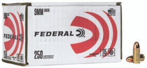 Federal C9115A250 Champion Training 9mmLuger 115gr Full Metal Jacket 250 Per Box/4 Case