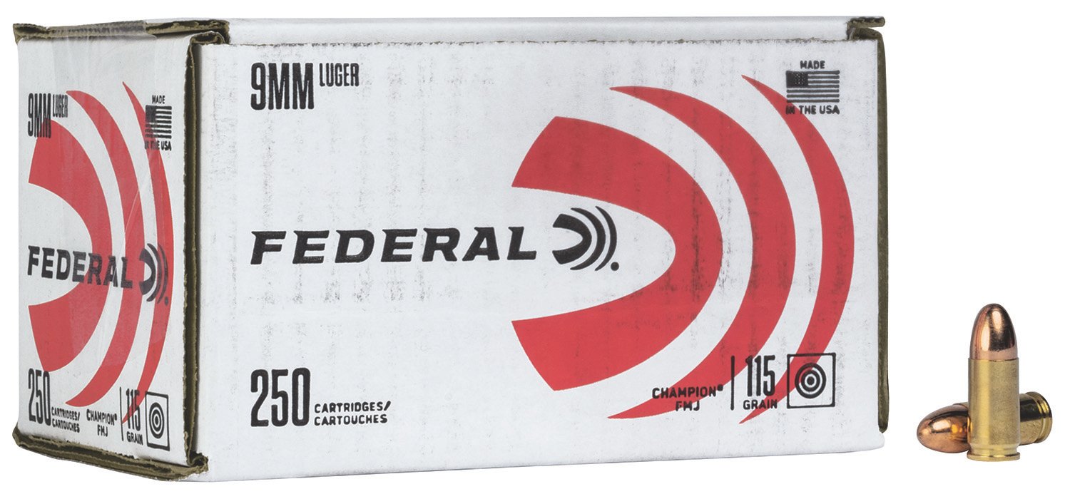 Federal 9mm Luger 115gr FMJ Brass – 250rd