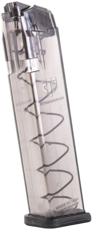 ETS Group SMKGLK922 Pistol Mags Competition Legal 22rd Extended 9mm Luger Compatible w/ Glock 17 Smoke Polymer