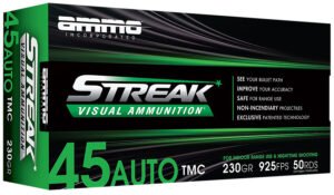 Ammo Inc 45230TMCSTRKGRN50 Streak Visual (GREEN)  45ACP 230gr Total Metal Case 50 Per Box/20 Case