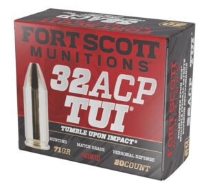 Fort Scott Munitions 32ACP71SCV Tumble Upon Impact (TUI)  32ACP 71gr Solid Copper Spun 20 Per Box/25 Case