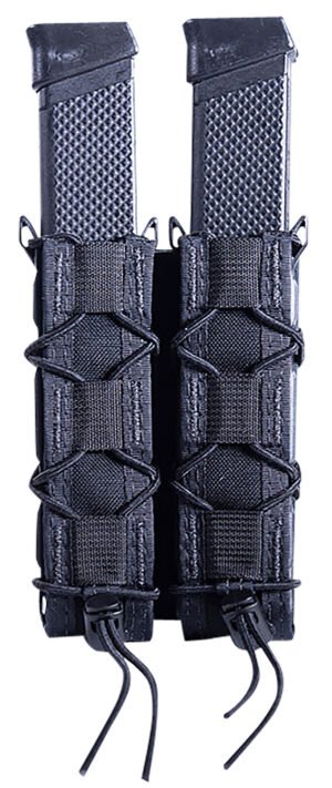 High Speed Gear 11EX02BK TACO Extended Mag Pouch Double, Black Nylon, Mounts to MOLLE & 2" Wide Belts