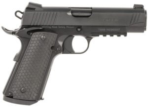 Girsan 392075 MC1911 C Untouchable Compact Frame 9mm Luger 9+1 4.40" Black Steel Barrel, Black Serrated Steel Slide & Frame w/Beavertail & Picatinny Rail, Black Polymer Grip