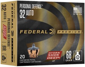 Federal P32HSD1 Hydra-Shok Deep Personal Defense 32ACP 68gr Jacketed Hollow Point 20 Per Box/10 Case