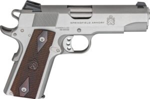 Springfield Armory PX9418S 1911 Garrison 45 ACP 7+1 4.25" Stainless Match Grade Barrel, Serrated Stainless Steel Slide & Frame w/Beavertail, Thinline Wood Grip