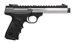 Browning 051589490 Buck Mark Contour SR 22 LR 10+1 5.63" 5.90" Stainless Steel Threaded Barrel, Stainless Serrated Slide, Aluminum Frame, Picatinny Rail, Black URX Grip