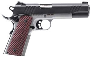 Bersa B19117050BMBC B1911  Full Size Frame 45 ACP 8+1 5" Stainless Steel Barrel, Stainless Serrated Steel Slide, Black Stainless Steel Frame w/Beavertail, Rosewood Grip, Ambidextrous