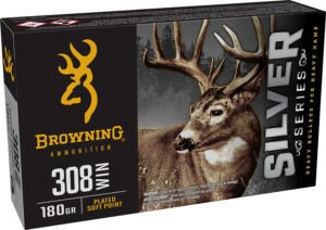 Browning Ammo B192603081  Silver 308Win 180gr Plated Soft Point 20 Per Box/10 Case